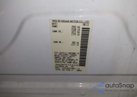 2023 Nissan Leaf S 40 Kwh z USA, uszkodzony, nr VIN 1N4AZ1BV7PC551534